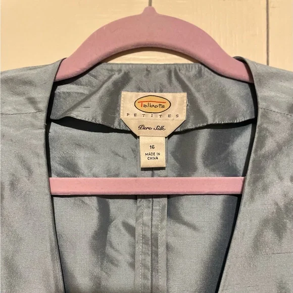 Silk Talbots Blue-Gray Short Jacket - Picture 2 of 8